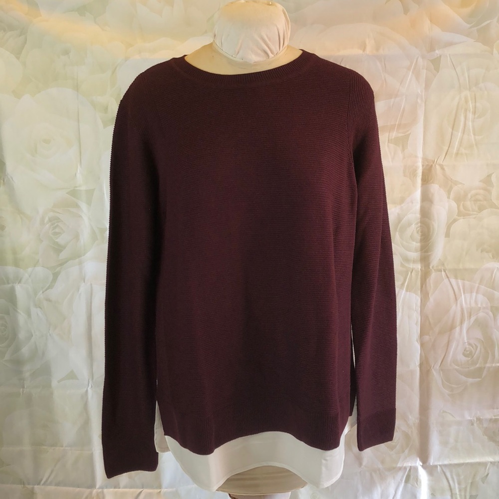 NWT Hilary Radley Burgundy Sweater Shirttail Hem XL